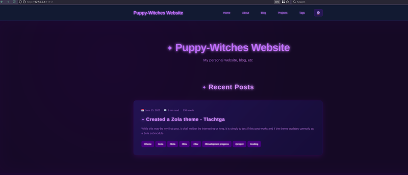 Purple witch theme screenshot